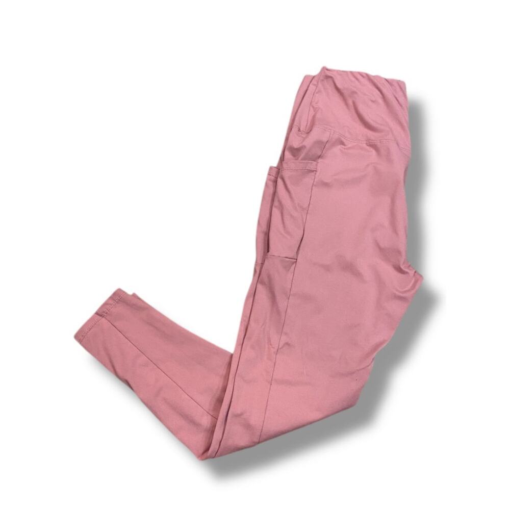 Size Large‎ Womens Pink High Rise Legging Pockets Super Soft